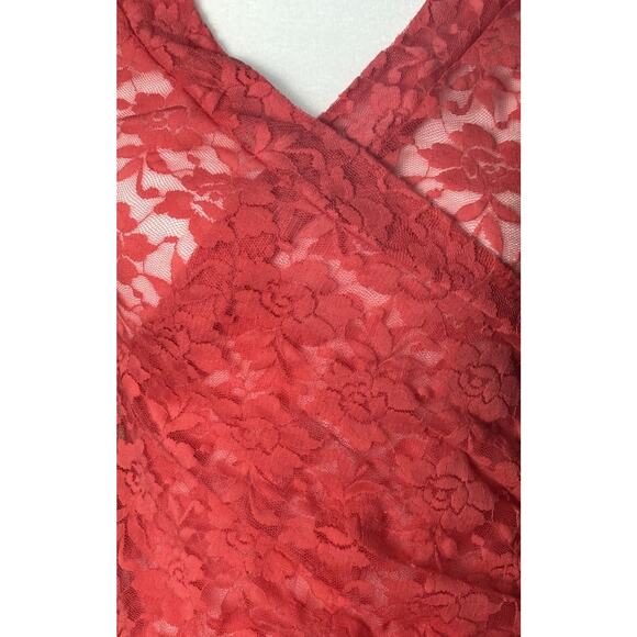 Y2K Sheer Lace Coral Feminine Romantic Top Vanity Sz M 2000s Indie Sleaze Party - Picture 4 of 8